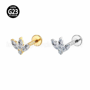Piercing Labret Titânio Folhas Zircônia