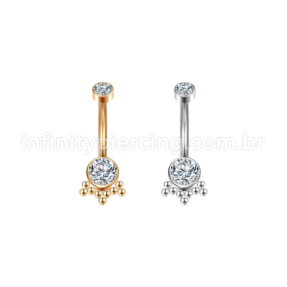 Piercing Banana Aço Cirúrgico Indiano Zircônia
