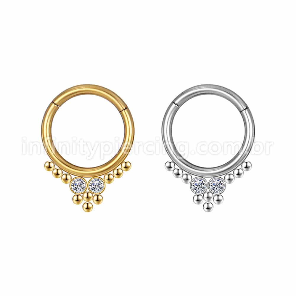Piercing Argola Aço Cirúrgico Segmento Articulado Indiano Zircônia