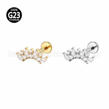 Piercing Labret Titânio Cluster Zircônias Cravejadas