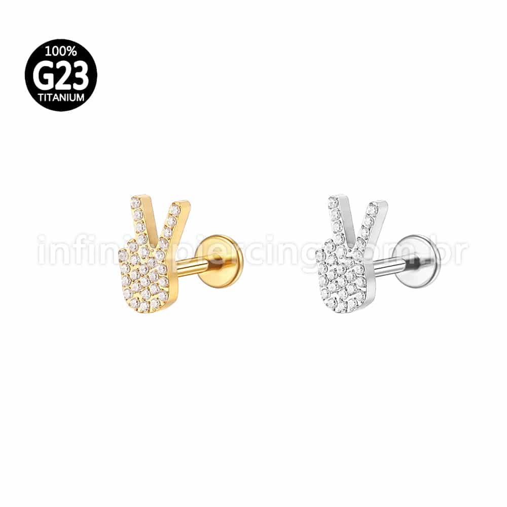 Piercing Labret Titânio Paz Zircônia