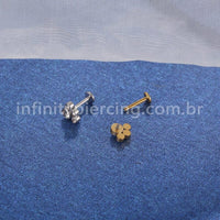 Piercing Labret Aço Cirúrgico Pedras Zircônia