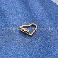 Piercing Coração Titânio Segmento Articulado Cobra Zircônia Cravejada