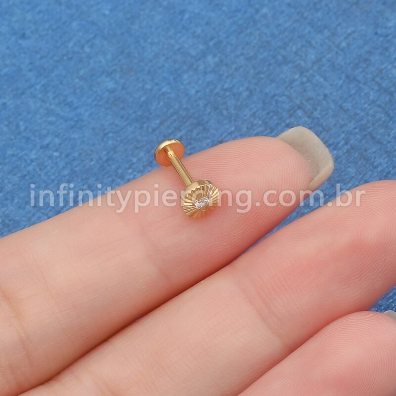 Piercing Labret Aço Cirúrgico Redondo Com Detalhes 1 Zircônia