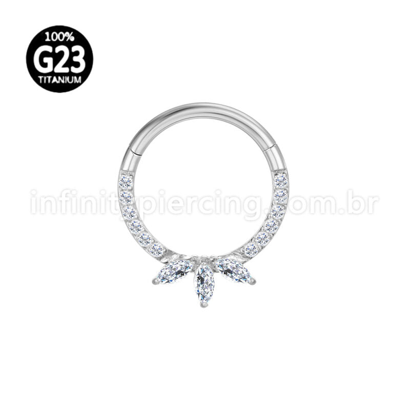 Piercing Argola  Titânio Segmento Articulado Zircônia Cravejada