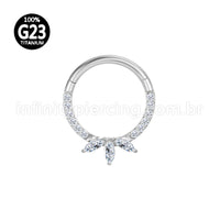 Piercing Argola  Titânio Segmento Articulado Zircônia Cravejada