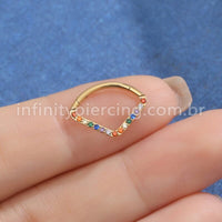 Piercing Argola Triangulo Titânio Segmento Articulado Zircônia Colorida