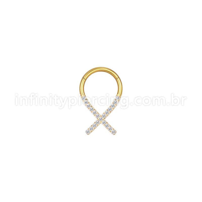 Piercing Argola Aço Cirúrgico X Zircônia Cravejada