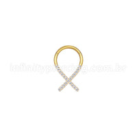 Piercing Argola Aço Cirúrgico X Zircônia Cravejada
