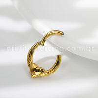 Piercing Argola Titânio Segmento Articulado Coração Com Detalhes
