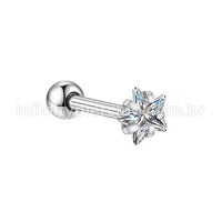 Piercing Minibarbell Aço Cirúrgico Zircônia Estrela
