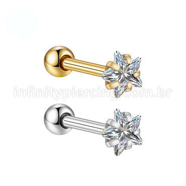 Piercing Minibarbell Aço Cirúrgico Zircônia Estrela