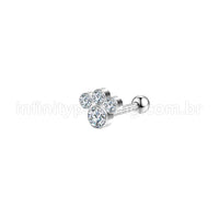 Piercing Minibarbell Aço Cirúrgico 4 Zircônia Cravada