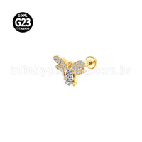 Piercing Labret Titânio Abelha Zircônia Cravejada