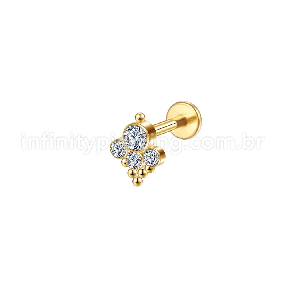 Piercing Labret Aço Cirúrgico Indiano Zircônias