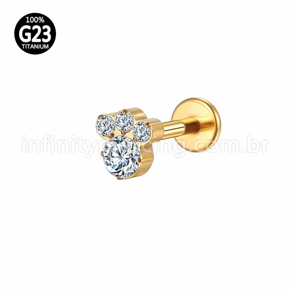 Piercing Labret Titânio Zircônia Cravejada