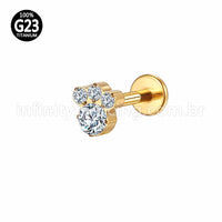 Piercing Labret Titânio Zircônia Cravejada