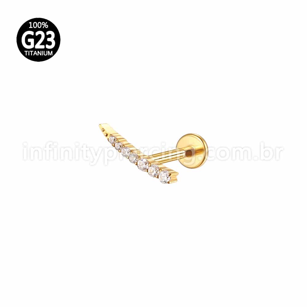 Piercing Labret Titânio Cluster 7 Mini Zircônias Cravejada