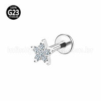 Piercing Labret Titânio Estrela Zircônia