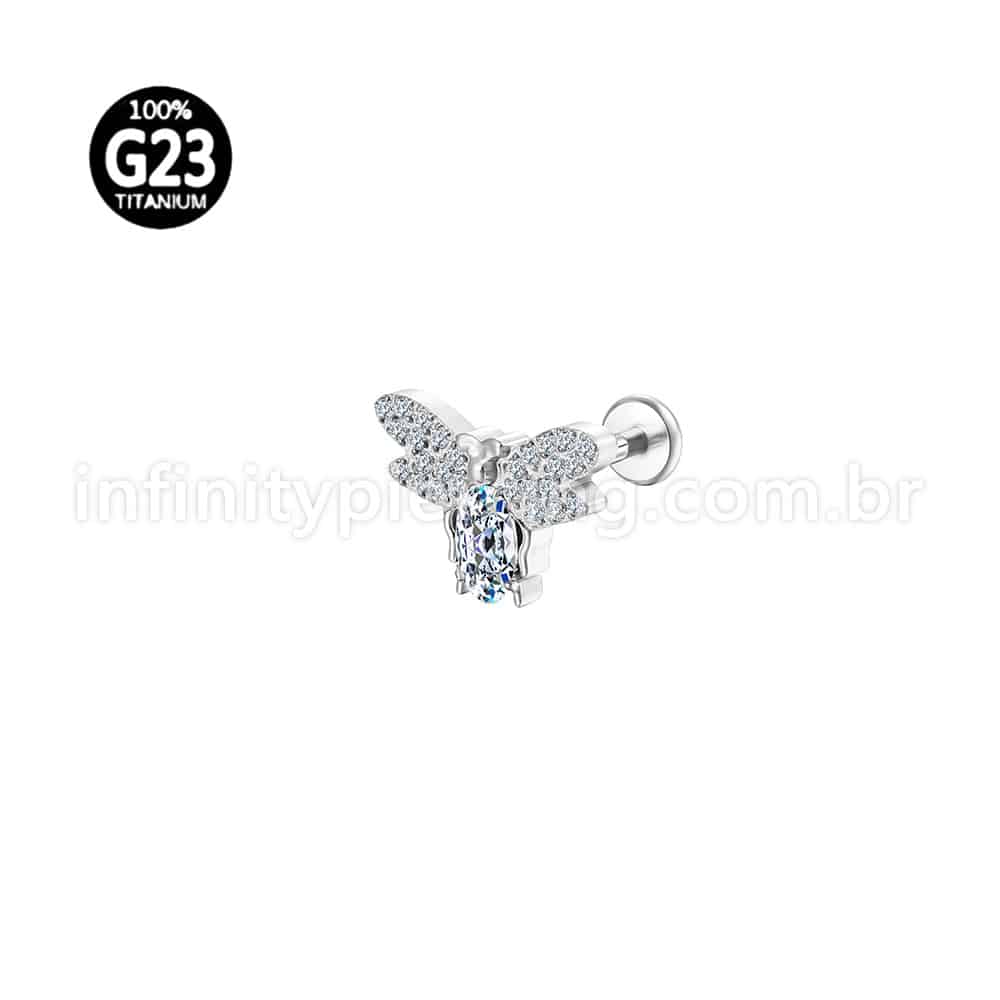 Piercing Labret Titânio Abelha Zircônia Cravejada