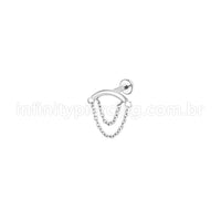 Piercing Labret Aço Cirúrgico Barra Com Correntes
