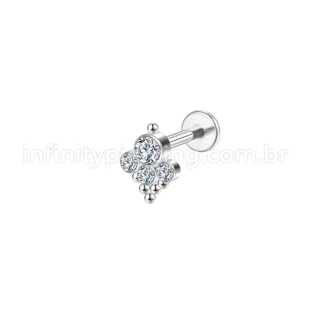 Piercing Labret Aço Cirúrgico Indiano Zircônias