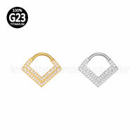 Piercing Argola Titânio Detalhe V Zircônia Cravejada