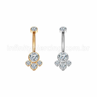 Piercing Banana Aço Cirúrgico Indiano Zircônia