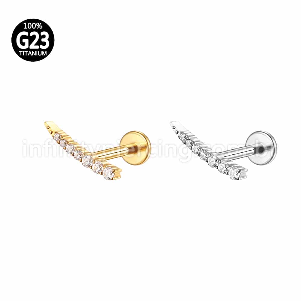 Piercing Labret Titânio Cluster 7 Mini Zircônias Cravejada
