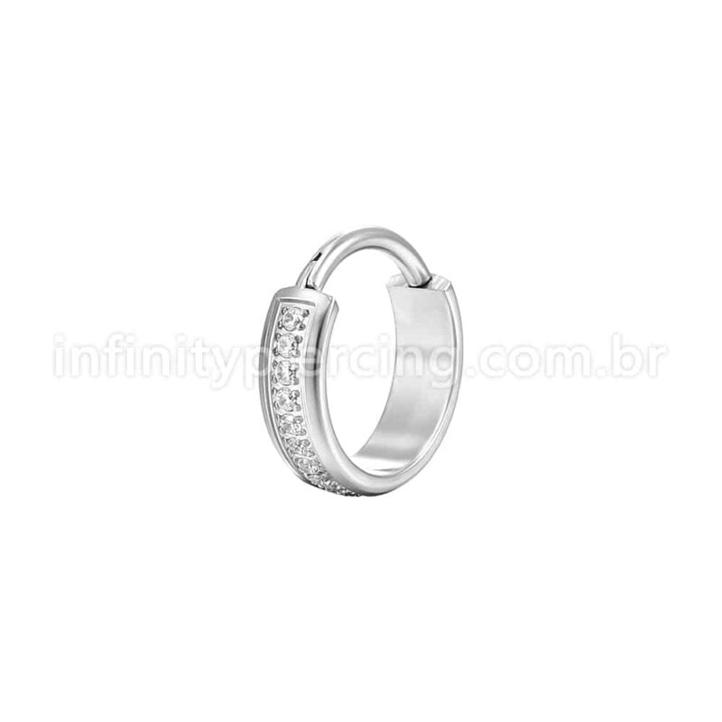 Piercing Argola Aço Cirúrgico Segmento Articulado Zircônia Cravejada