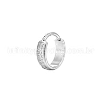 Piercing Argola Aço Cirúrgico Segmento Articulado Zircônia Cravejada