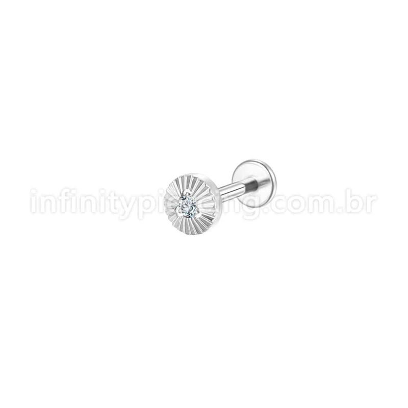 Piercing Labret Aço Cirúrgico Redondo Com Detalhes 1 Zircônia