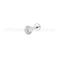 Piercing Labret Aço Cirúrgico Redondo Com Detalhes 1 Zircônia