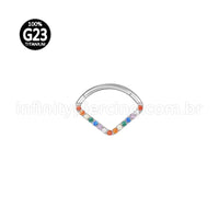 Piercing Argola Triangulo Titânio Segmento Articulado Zircônia Colorida