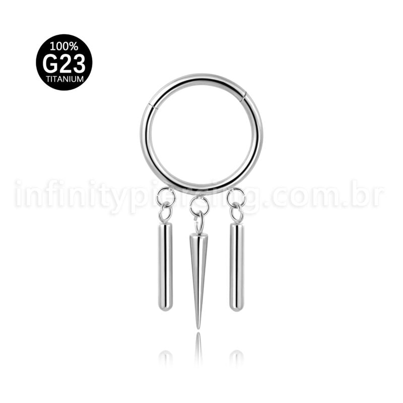 Piercing Argola Titânio Segmento Articulado Com Pingentes