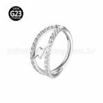 Piercing Argola Titânio Segmento Articulado Raio Dupla Fileira Zircônia Cravejada