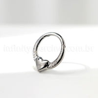 Piercing Argola Titânio Segmento Articulado Coração Com Detalhes