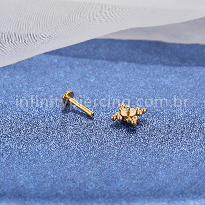 Piercing Labret Aço Cirúrgico Indiano Zircônia