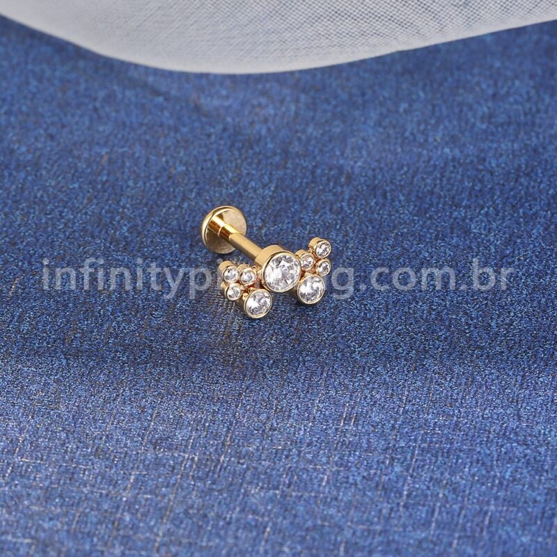 Piercing Labret Aço Cirúrgico Zircônias