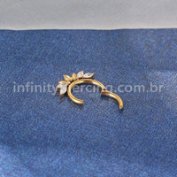 Piercing Argola Aço Cirúrgico Segmento Articulado 4 Pedras Zircônia Cravejada