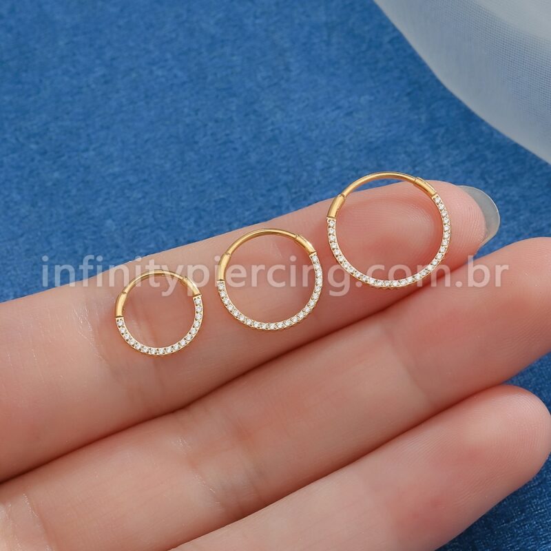 Piercing Argola Titânio Segmento Articulado Zircônia