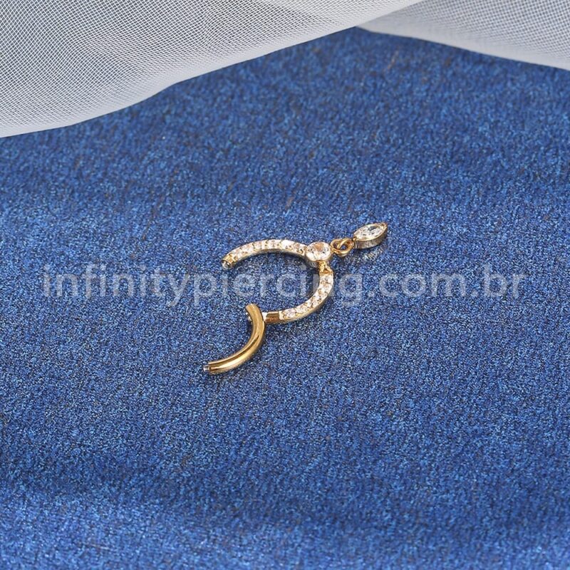 Piercing Argola Aço Cirúrgico Zircônia Cravejada Com Pingente