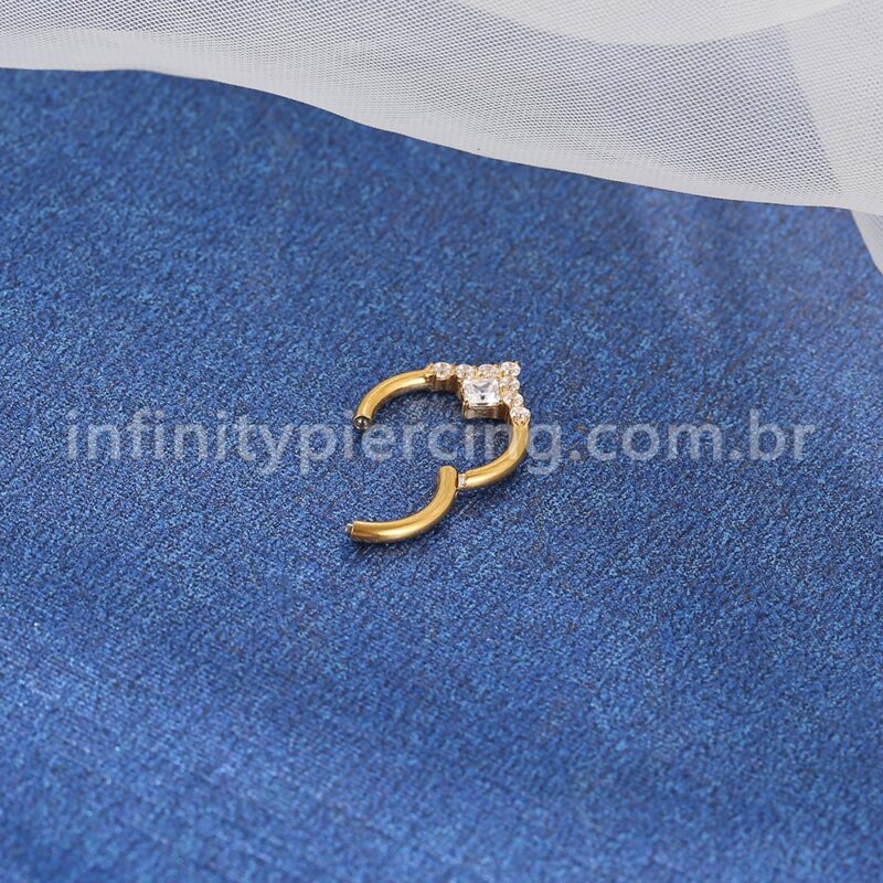 Piercing Argola Titânio Segmento Articulado Zircônia Cravejada