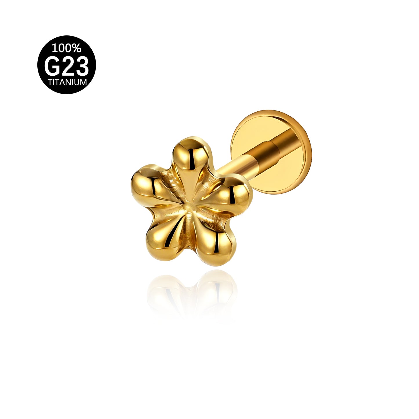 Piercing Lábio Minimalista Flor Titânio Resistente