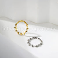 Piercing Argola Titânio Detalhe Zircônia e Spike