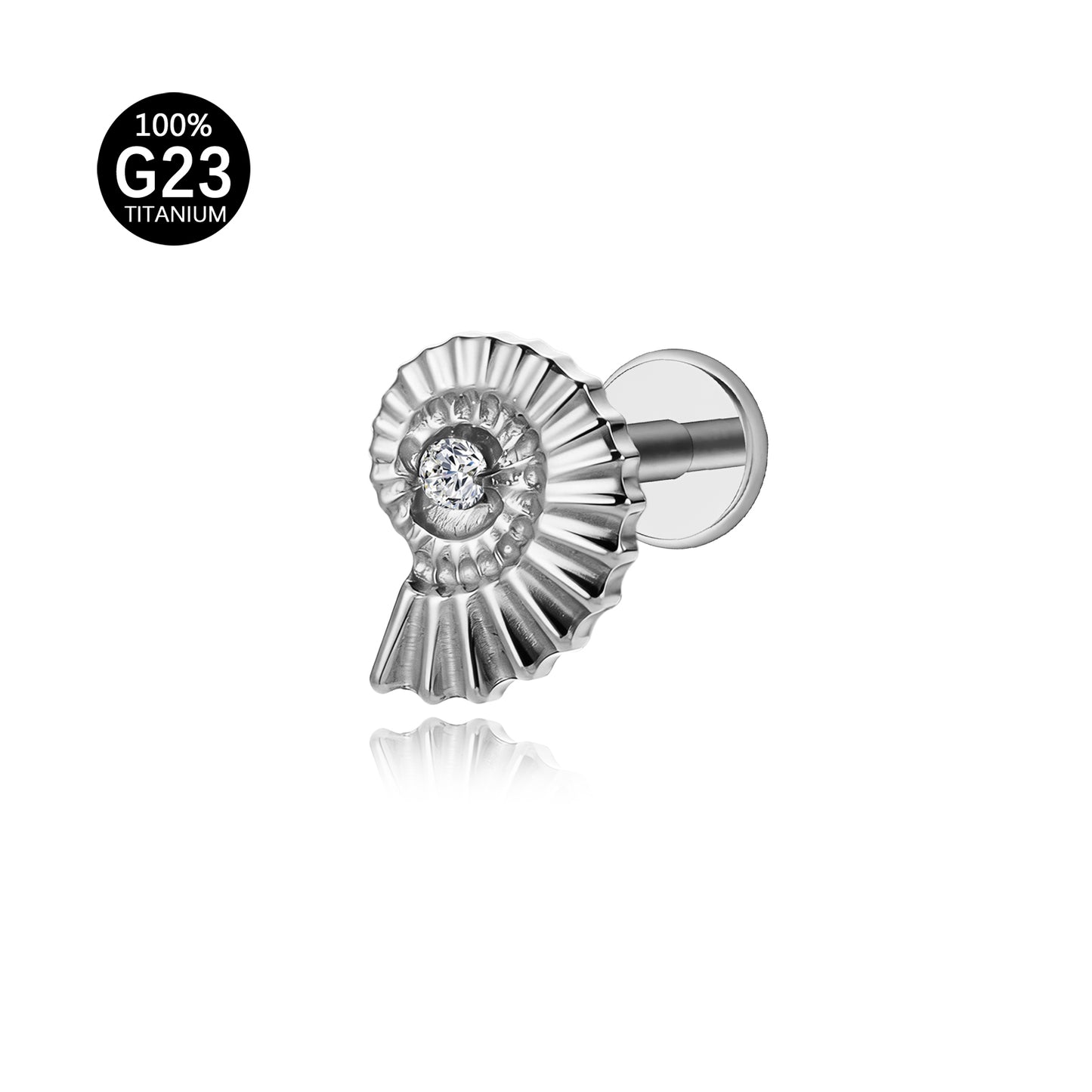Piercing Labial em Titânio G23 Design Semi-Espiral