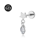 Piercing Labial em Titânio G23 com Estrela e Pingente