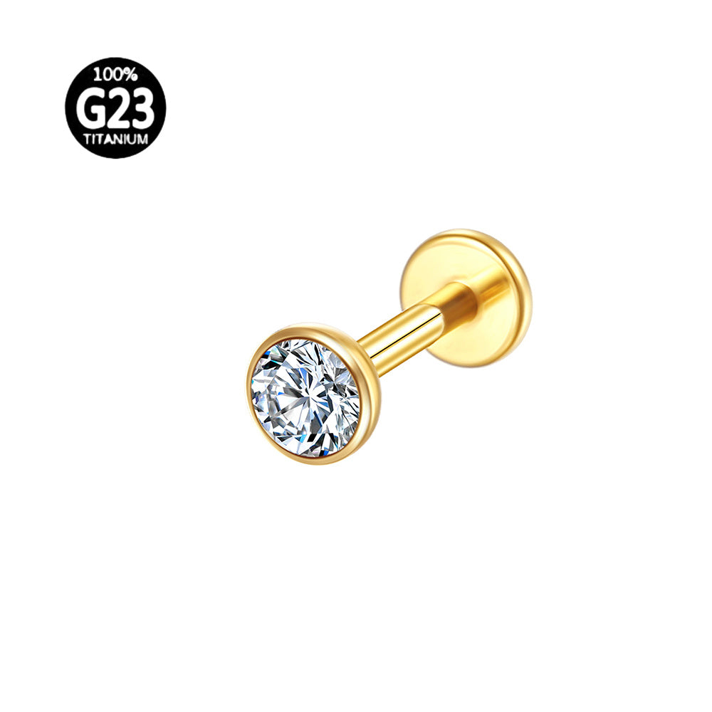Piercing Labret Titanio Ponto De Luz Zircônia Com Ponta