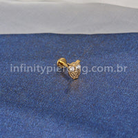 Piercing Labret Aço Cirúrgico Coruja Zircônia