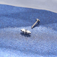 Piercing Labret Aço Cirúrgico 7 Zircônias